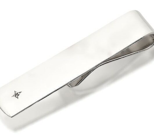Sterling Silver Diamond Set Money Clip - A1855