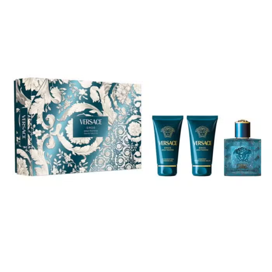 Versace Eros Eau de Toilette 50ml with Shower Gel 50ml & Aftershave Balm 50ml Gift Set