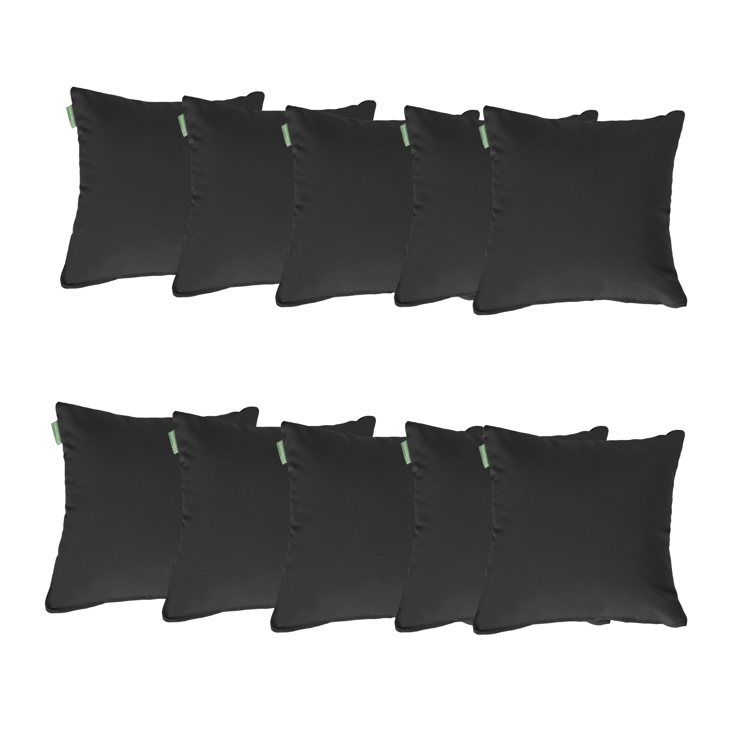 Water Resistant Outdoor Scatter Cushions Garden Furniture Decorative Pillows - Black / Pack of 10