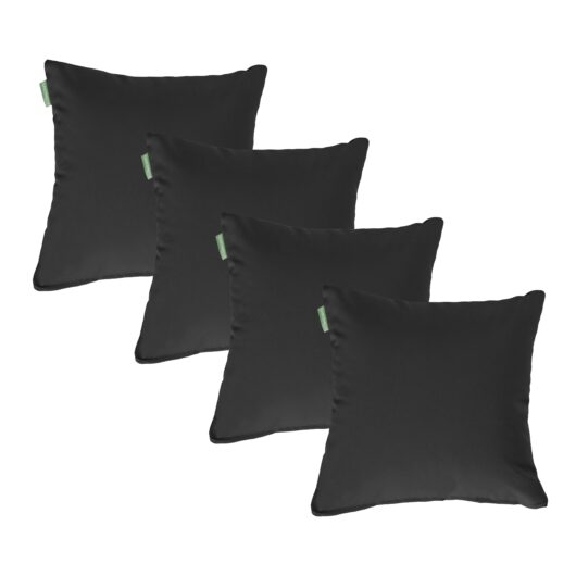 Water Resistant Outdoor Scatter Cushions Garden Furniture Decorative Pillows - Black / Pack of 4