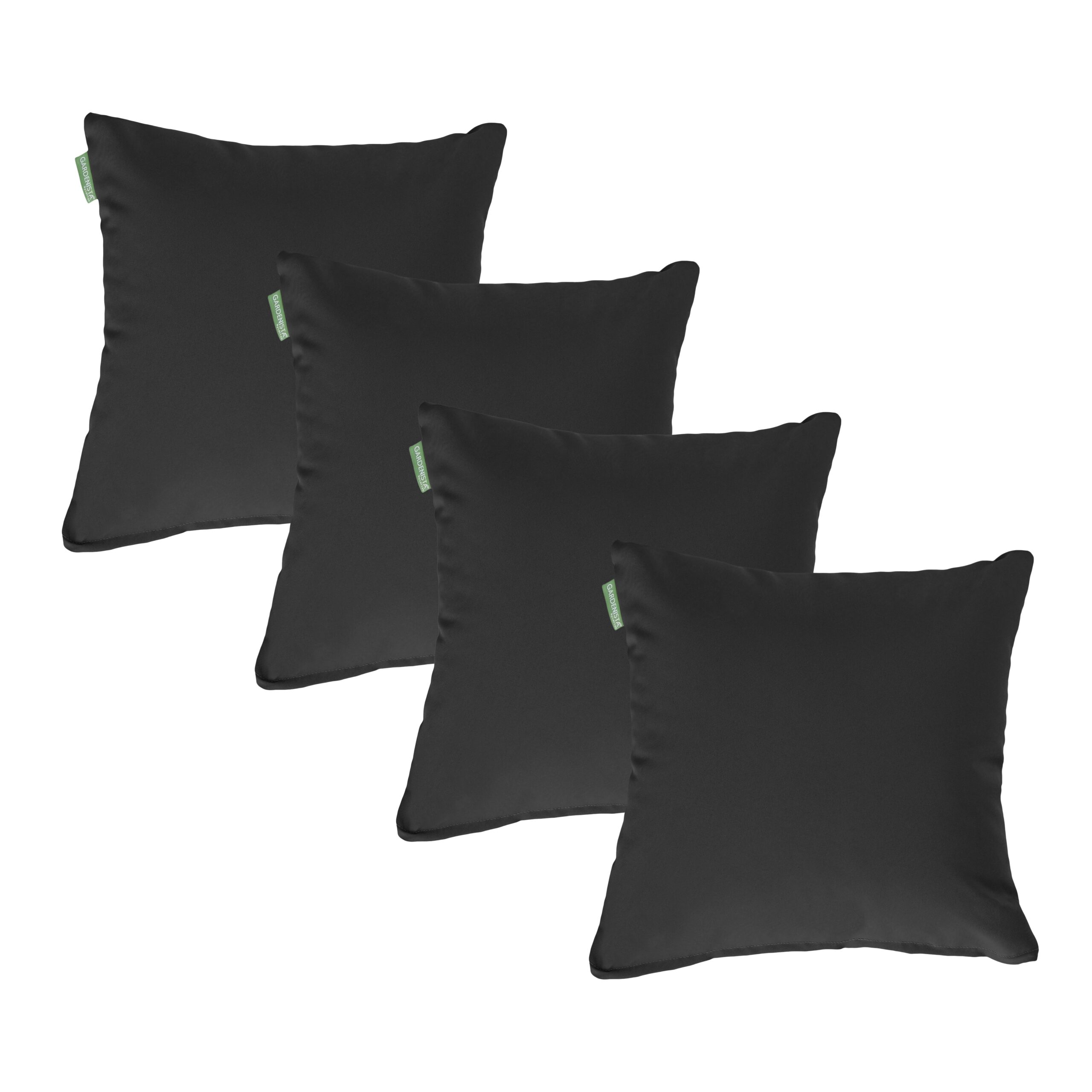 Water Resistant Outdoor Scatter Cushions Garden Furniture Decorative Pillows - Black / Pack of 4