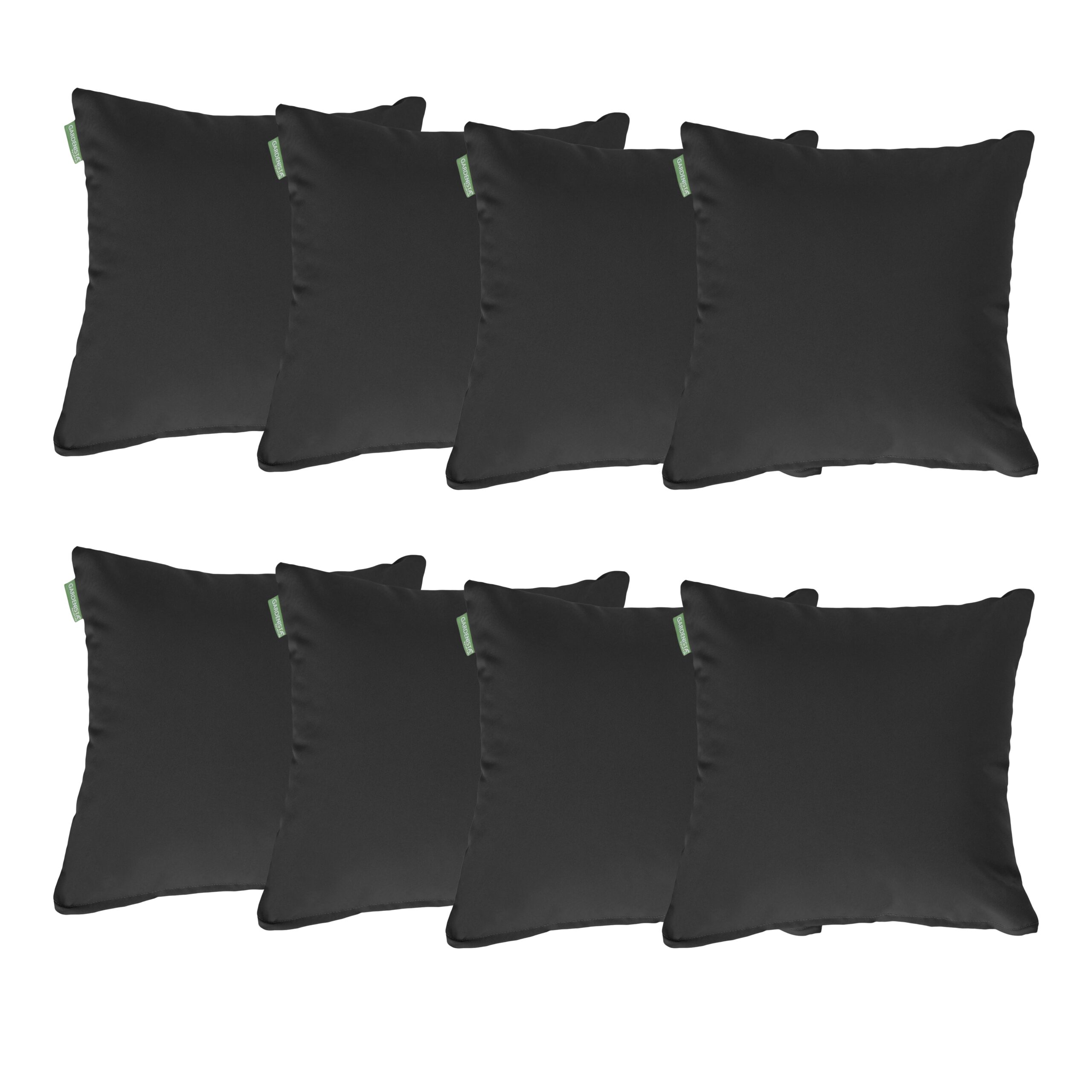 Water Resistant Outdoor Scatter Cushions Garden Furniture Decorative Pillows - Black / Pack of 8