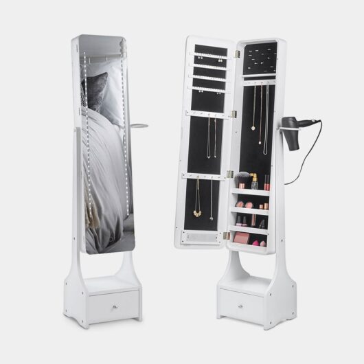 White Illuminating LED Armoire Storage Mirror