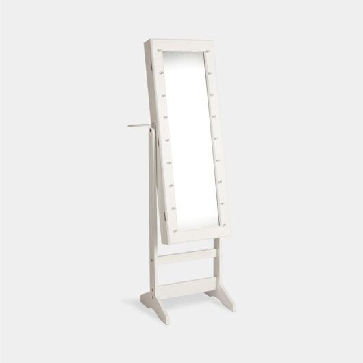 White LED Armoire Storage Mirror