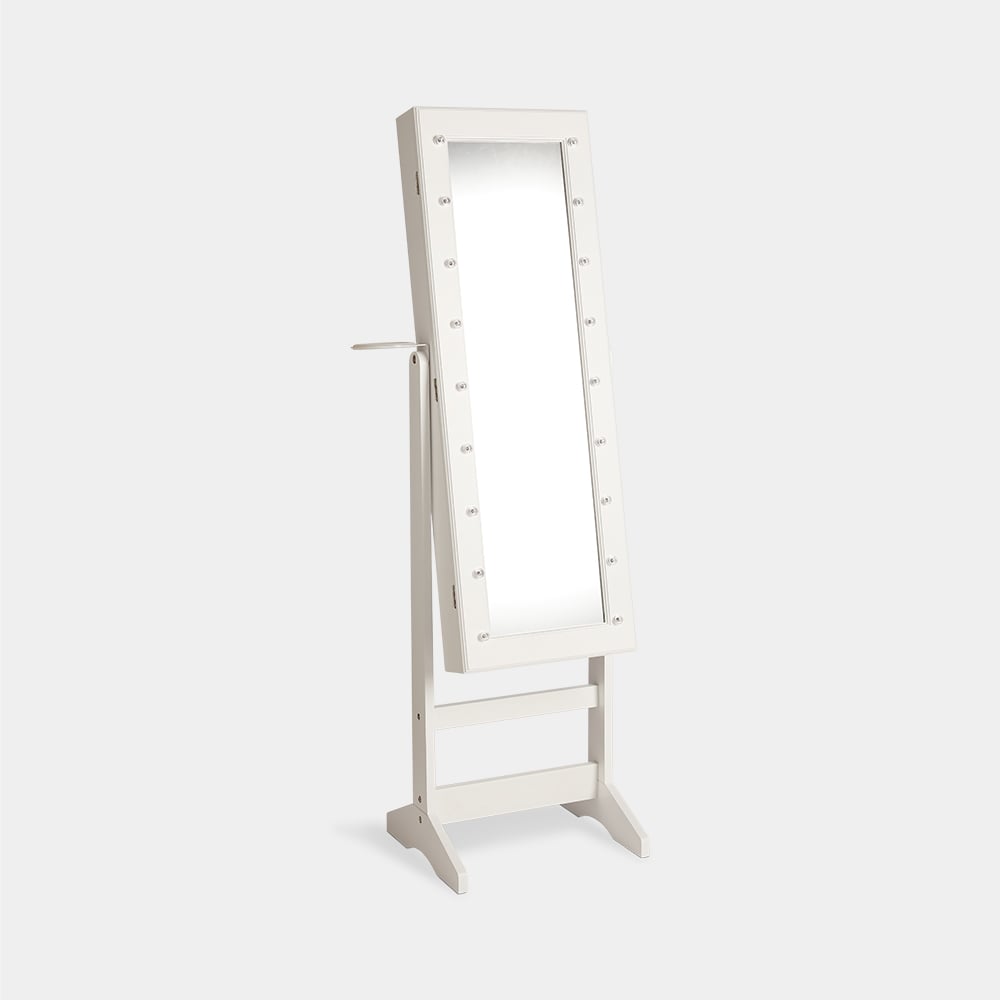 White LED Armoire Storage Mirror