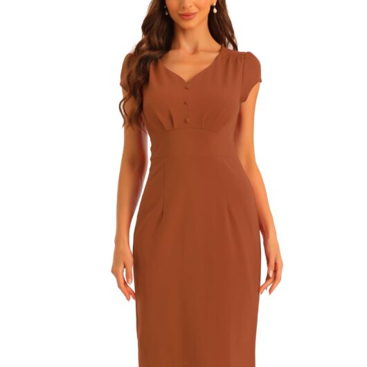 Women's Vintage Pencil Dress - Brown S