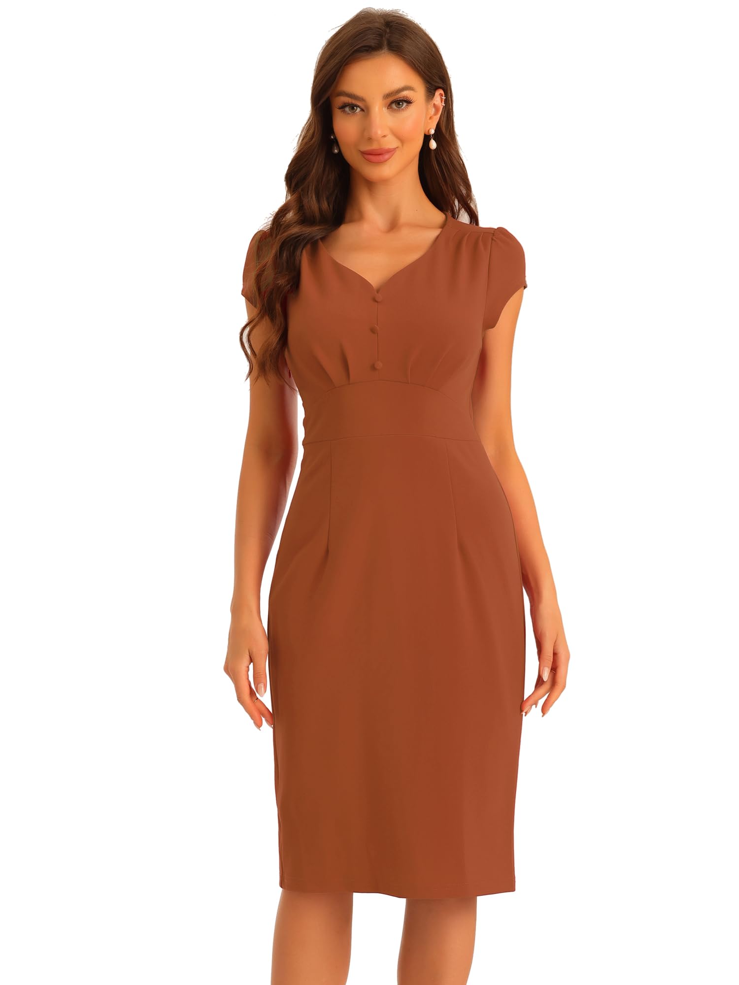 Women's Vintage Pencil Dress - Brown S