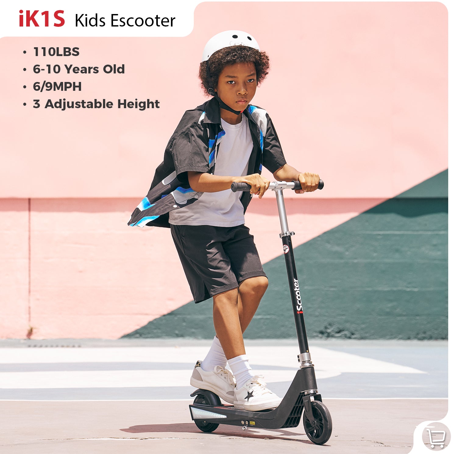 iScooter iK3Pro/iK1S Electric Scooter for Kids with Colorful Lights - iK1S Black
