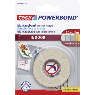 tesa INDOOR 55740-00001-02 Industrial tape tesa® Powerbond White (L x W) 1.5 m x 19 mm 1 pc(s)